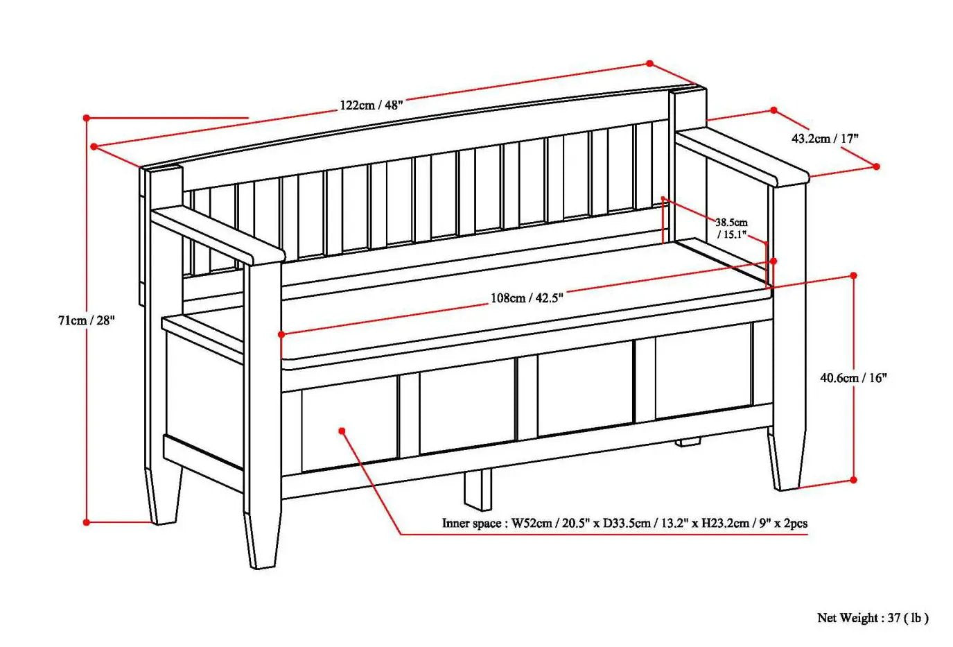 Brooklyn entryway storage bench by Unique Piece Furniture, wooden bench with cubby storage on Tampa Home & Garden Store
