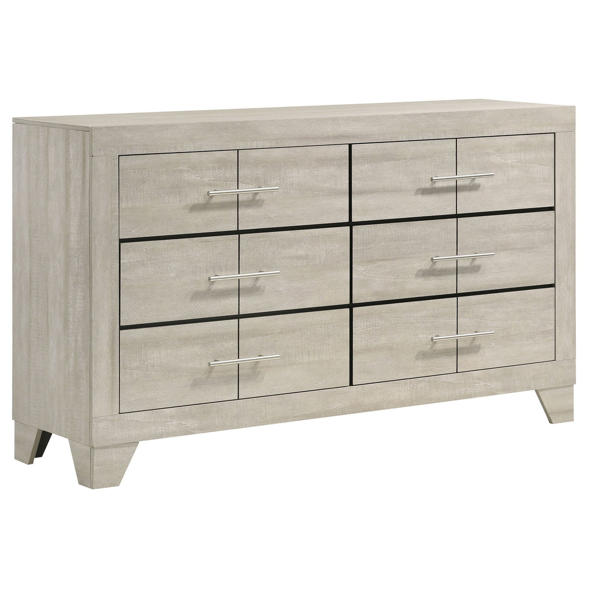 Dresser from Strout 4-Piece Queen Set rustic gray wood with metal pulls on Tampa Home & Garden Store