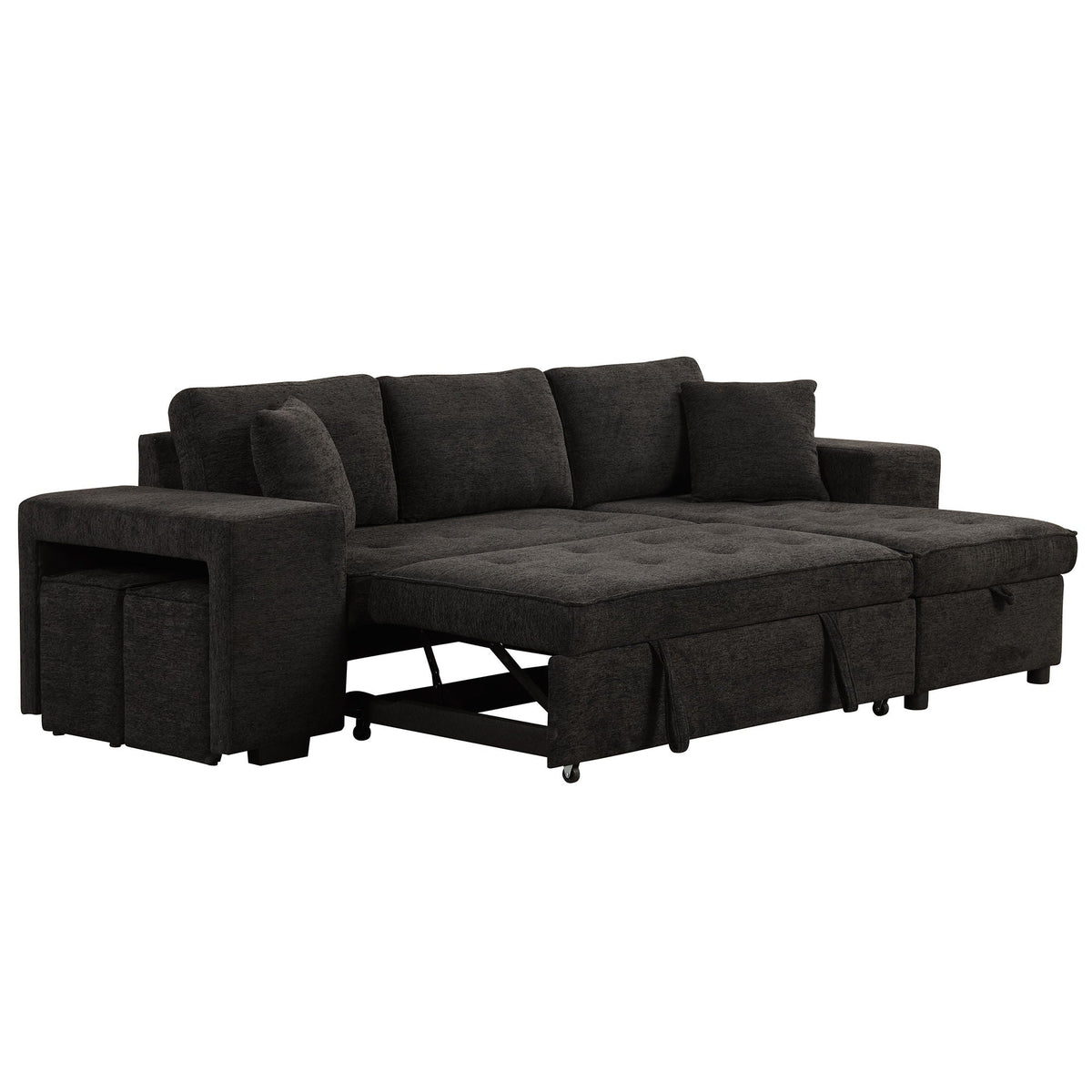 Modern L-shaped sleeper sectional with reversible storage chaise and 2 stools on Tampa Home & Garden Store