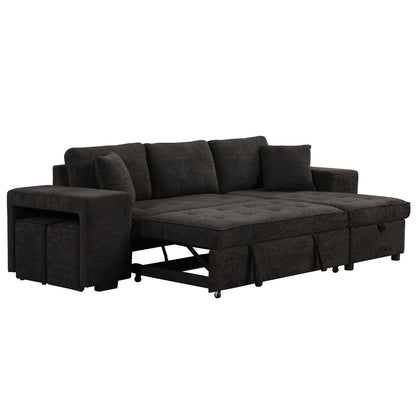 Modern L-shaped sleeper sectional with reversible storage chaise and 2 stools on Tampa Home & Garden Store
