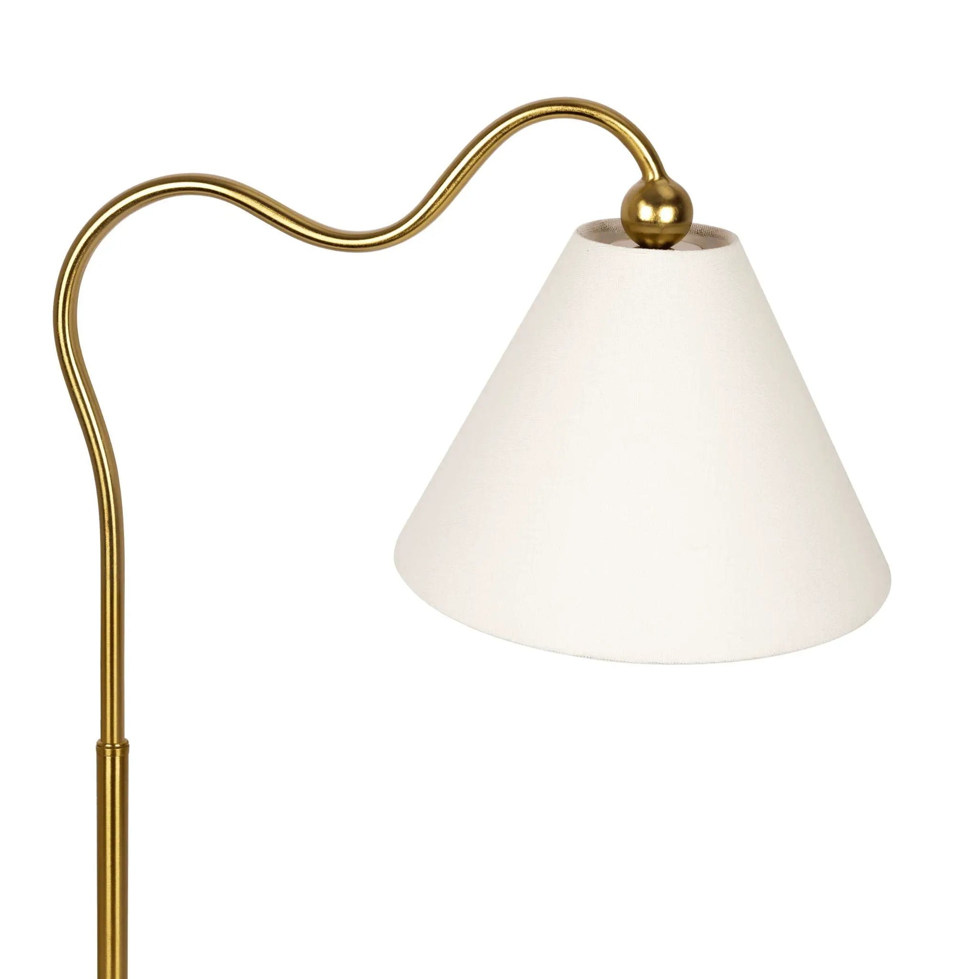Table lamp ornate ring-base curved gold stem with white triangle shade Unique Piece Furniture on Tampa Home & Garden Store