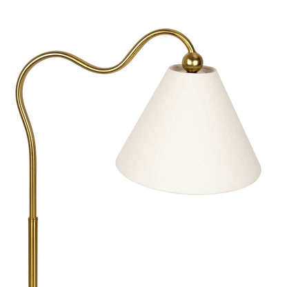 Table lamp ornate ring-base curved gold stem with white triangle shade Unique Piece Furniture on Tampa Home & Garden Store