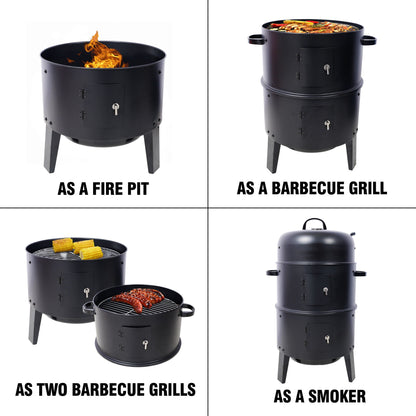 A Portable Charcoal Smoker and Grill for Outdoors