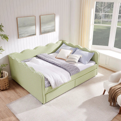 Gingham Daybed With USB Port and Wave Design