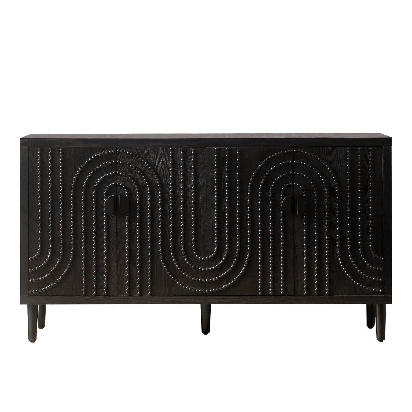 Modern black sideboard cabinet with circular nailhead accents by Unique Piece Furniture on Tampa Home & Garden Store