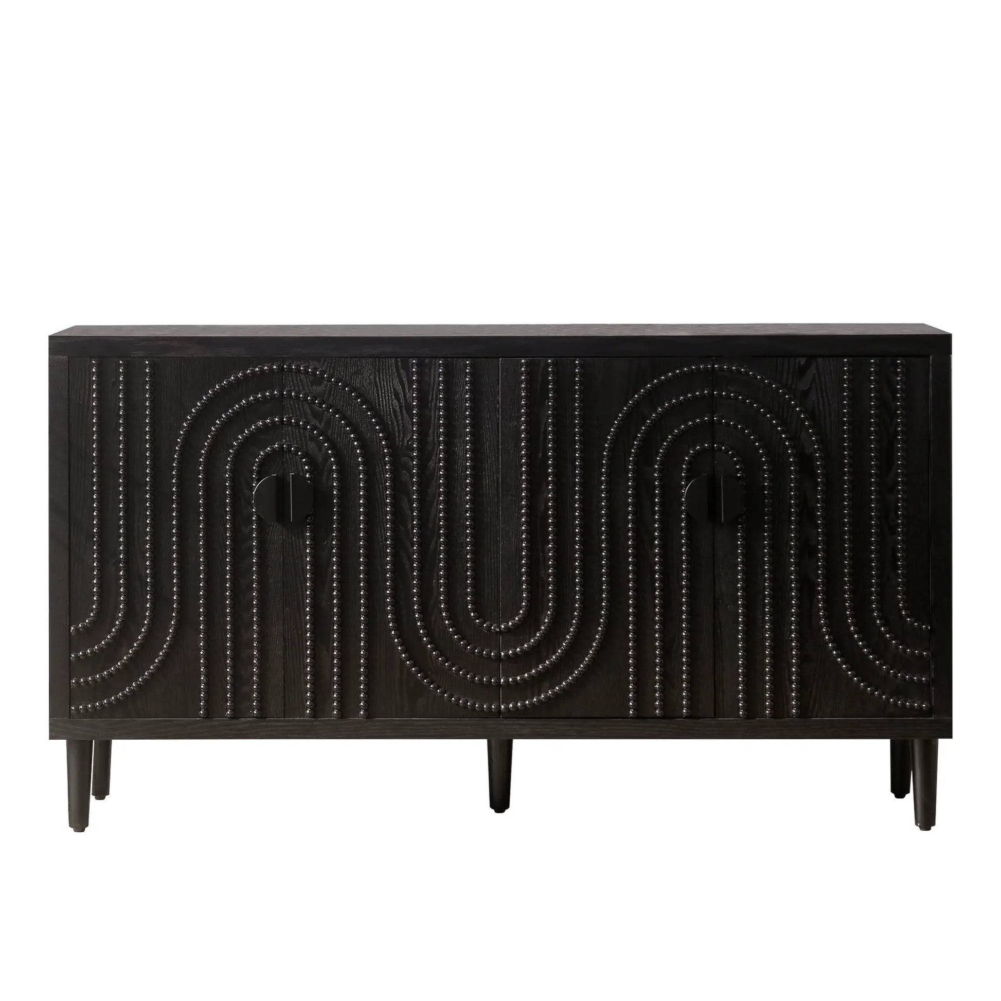 Modern black sideboard cabinet with circular nailhead accents by Unique Piece Furniture on Tampa Home & Garden Store