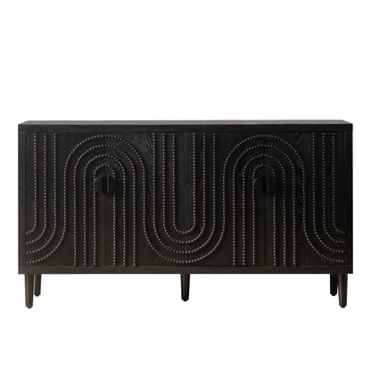 Modern black sideboard cabinet with circular nailhead accents by Unique Piece Furniture on Tampa Home & Garden Store