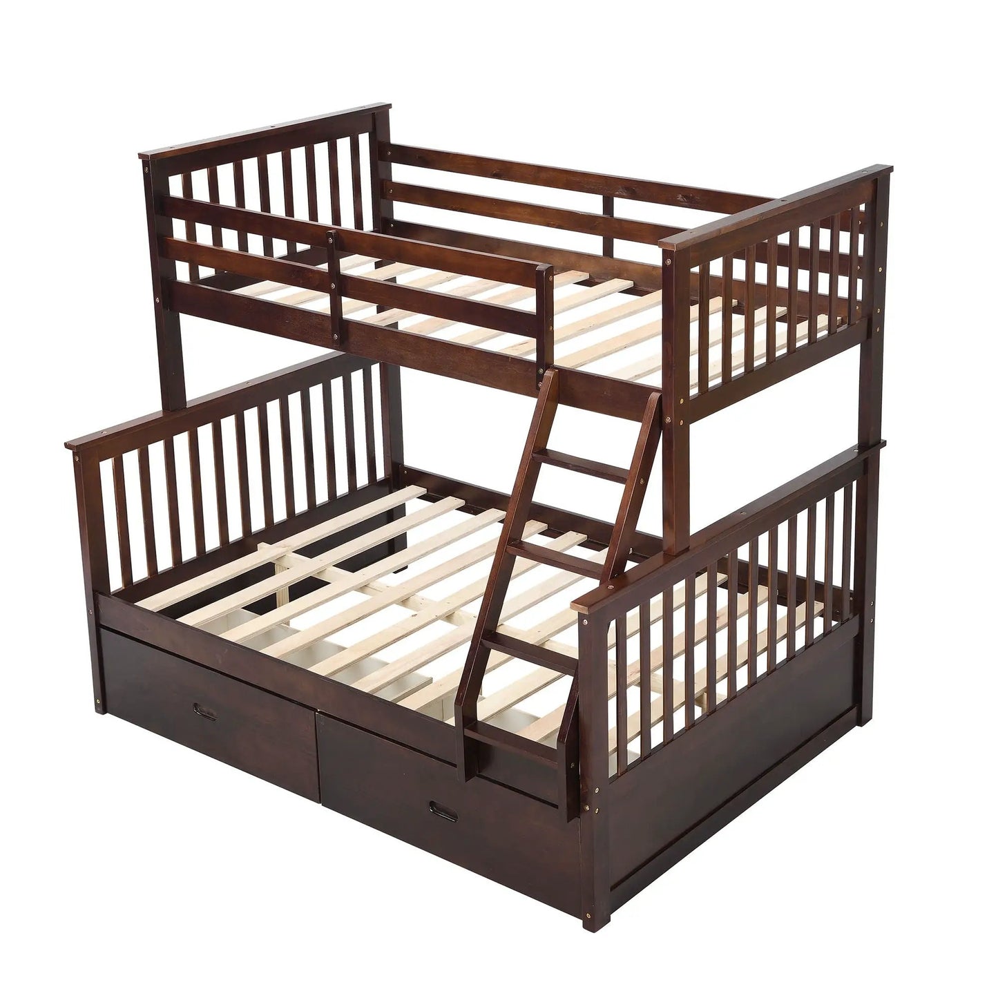Sturdy Bunk Bed With Ladder and Guard Rails
