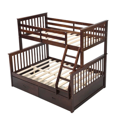 Sturdy Bunk Bed With Ladder and Guard Rails