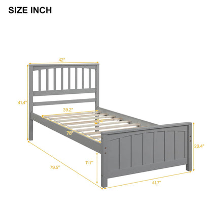 Wood Platform Bed with Headboard and Footboard