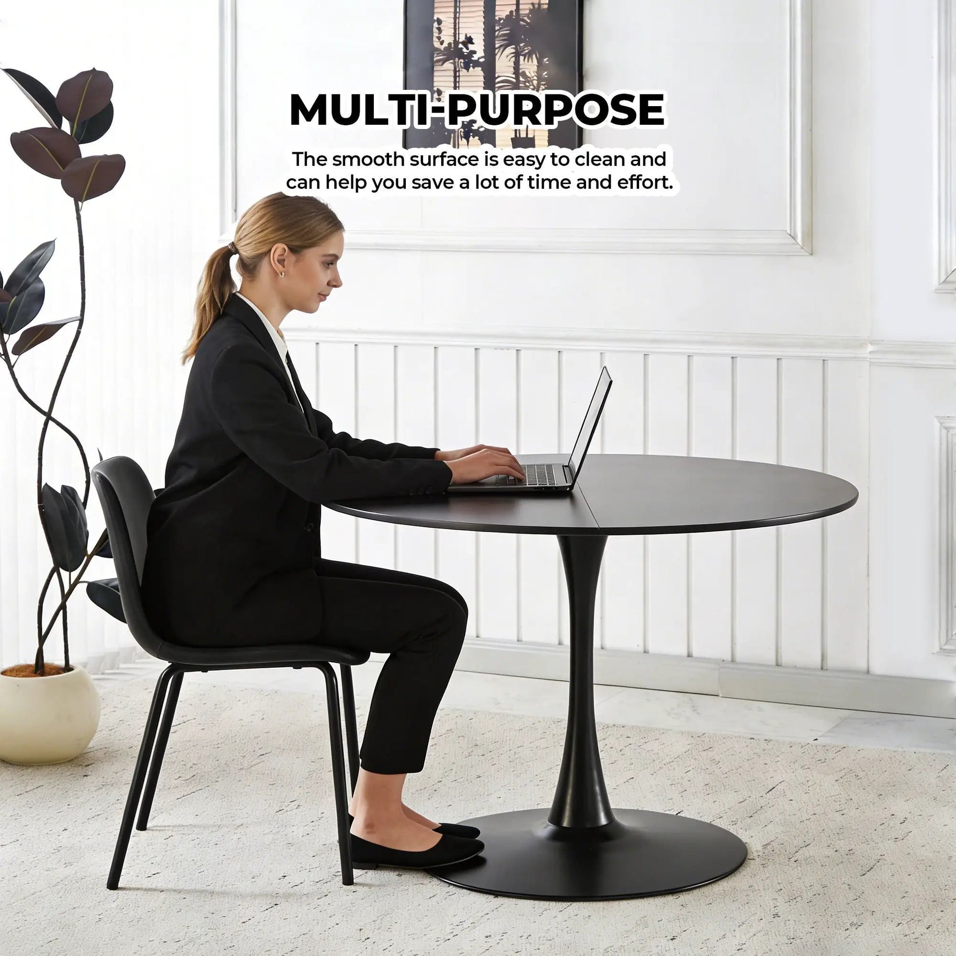 Tulip Special Dining Table black round pedestal base by Unique Piece Furniture on Tampa Home & Garden Store