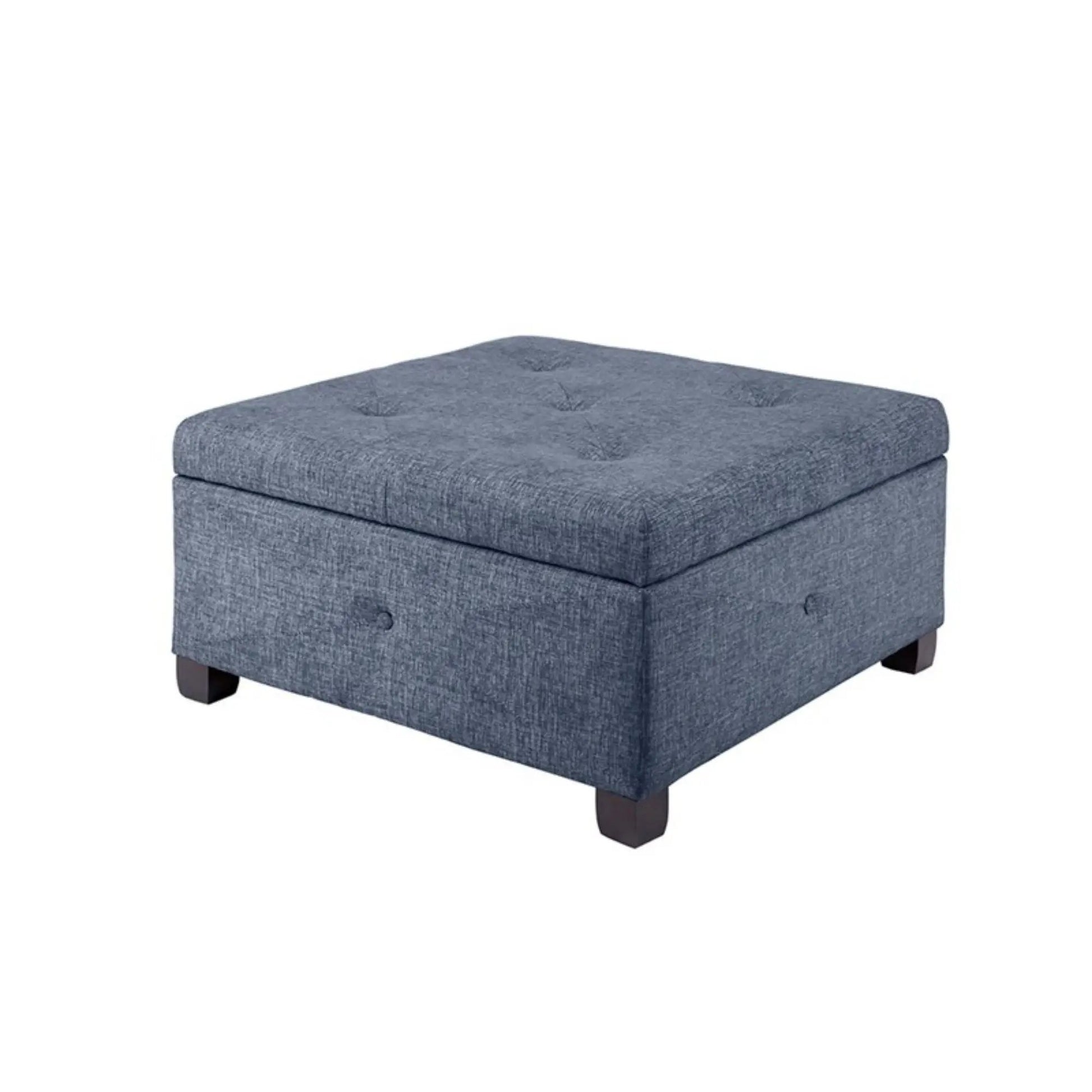 Aspen Ottoman Storage by Unique Piece Furniture in blue fabric with soft-close storage on Tampa Home & Garden Store