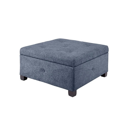 Aspen Ottoman Storage by Unique Piece Furniture in blue fabric with soft-close storage on Tampa Home & Garden Store