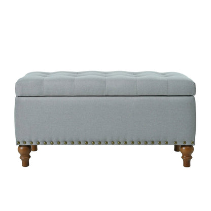 Upholstered Ottoman with Storage and Rivet Trim