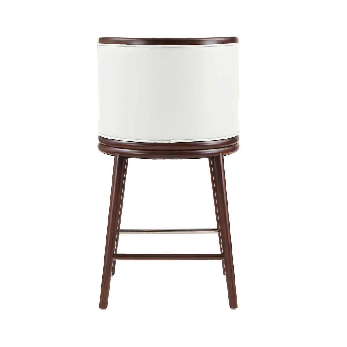 Evalyn Counter Stool by HouseOfZazla; white padded seat with brown wood frame and legs on Tampa Home & Garden Store