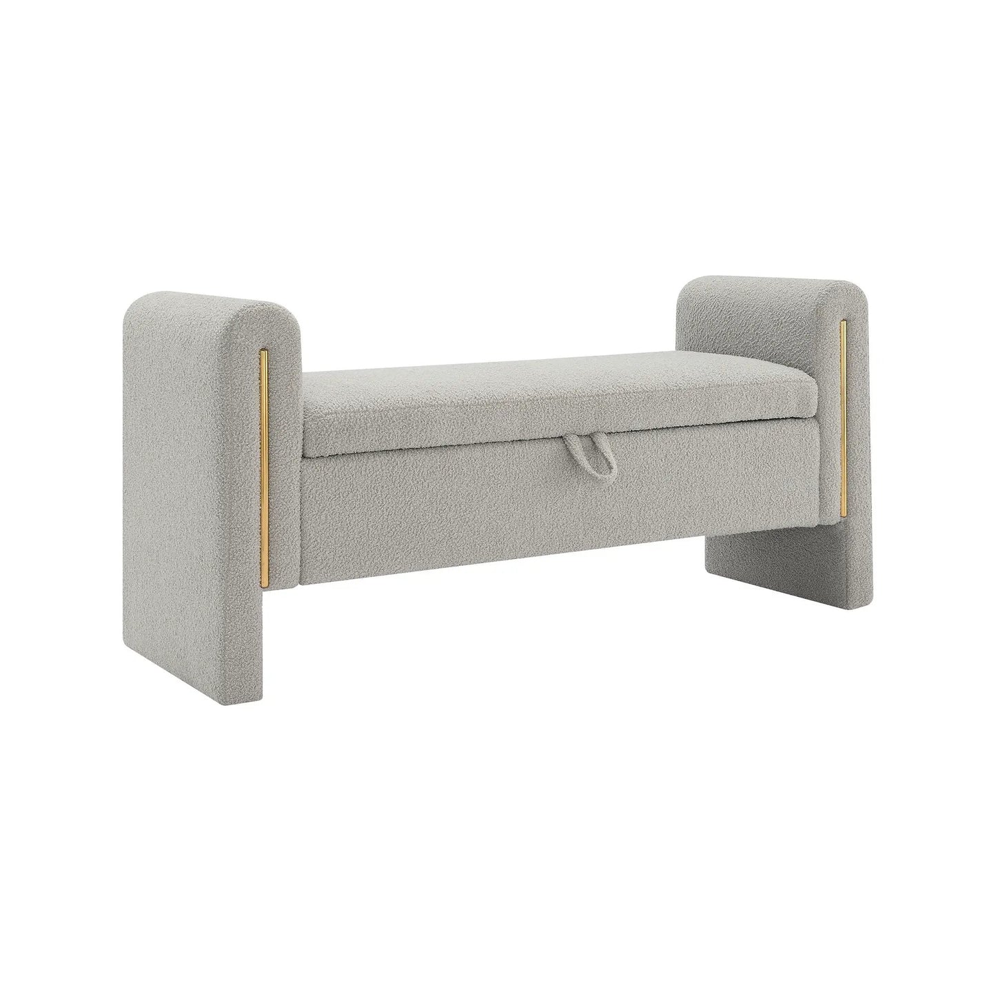 Modern Teddy Upholstered Bed End Bench with Storage, gray boucle, Unique Piece Furniture on Tampa Home & Garden Store