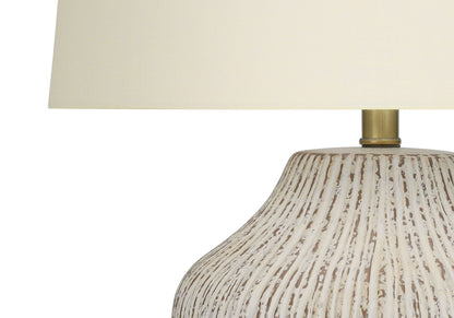 Table lamp ceramic base with cream shade, brass neck, transitional style, HouseOfZazla on Tampa Home & Garden Store