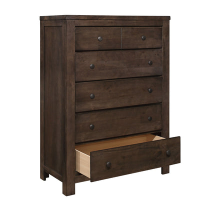 Brown 5-drawer accent chest in rustic wood finish with dark knobs by HouseOfZazla on Tampa Home & Garden Store