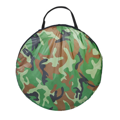Camouflage round pop-up tent carrying bag with black handle on Tampa Home & Garden Store