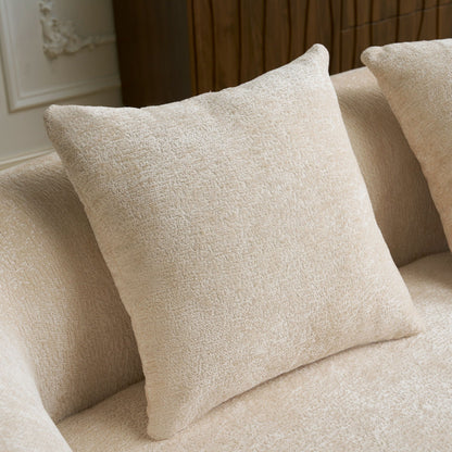 Modular L-Shape Sectional Sofa With Curved Chaise in beige boucle fabric by HouseOfZazla on Tampa Home & Garden Store