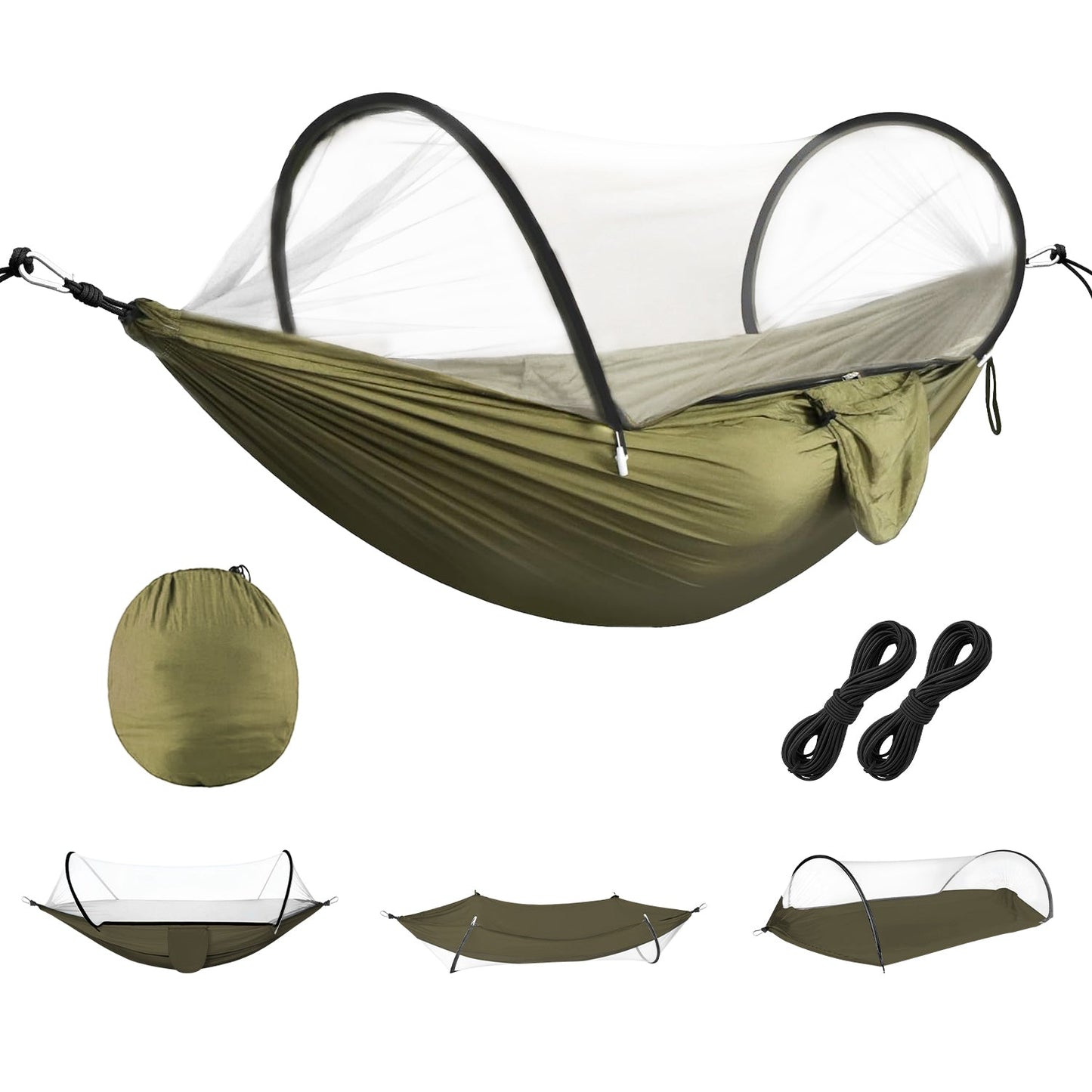 Camping hammock with mosquito net by GemGear, olive green, 3-in-1 portable on Tampa Home & Garden Store