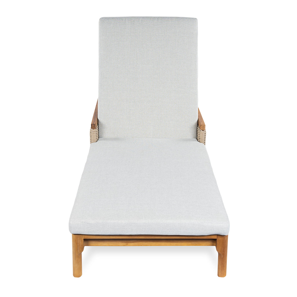 Solid acacia wood sun lounger with grey cushions by HouseOfZazla outdoor on Tampa Home & Garden Store