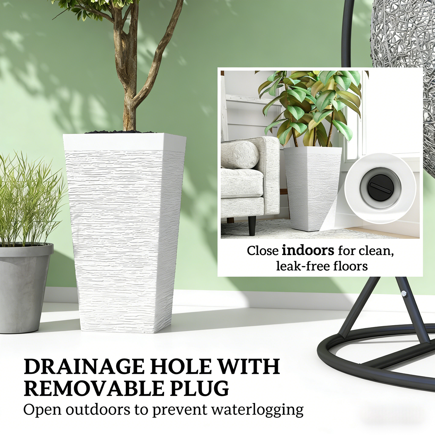 HouseOfZazla Stackable Tapered Planters set of 3 outdoor white textured planters on Tampa Home & Garden Store