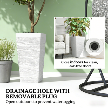 HouseOfZazla Stackable Tapered Planters set of 3 outdoor white textured planters on Tampa Home & Garden Store