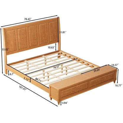 Modern Sleigh Bed with Tall Headboard and Bench