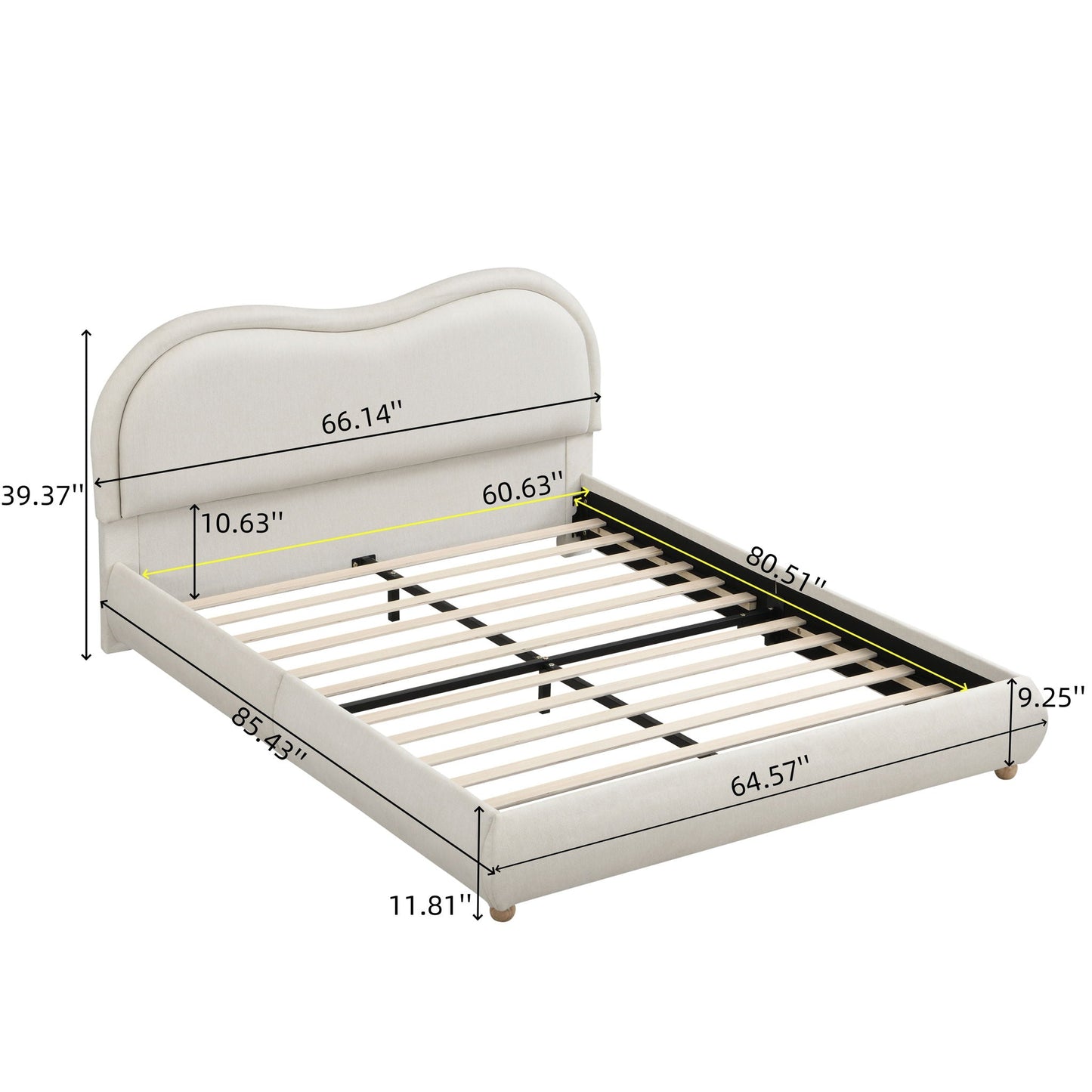 Upholstered Platform Bed with Curved Headboard