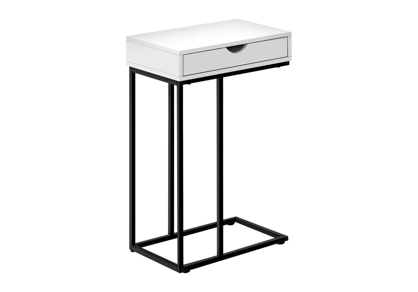 Accent Table, C-Shaped white-drawer with black metal legs Unique Piece Furniture on Tampa Home & Garden Store