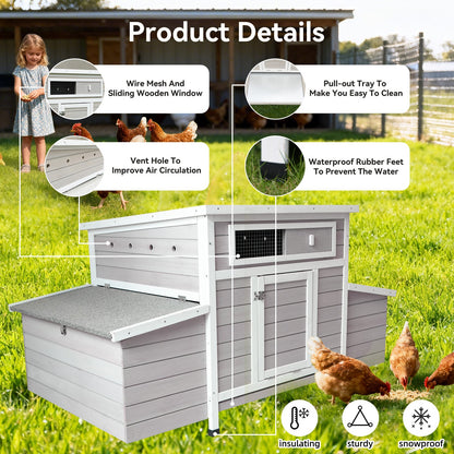 Large Wooden Outdoor Hen House and Nesting Box