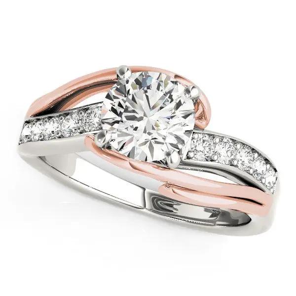 Engagement ring 14k white and rose gold bypass shank with center diamond, 1 1/8 cttw on Tampa Home & Garden Store