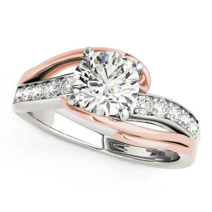 Engagement ring 14k white and rose gold bypass shank with center diamond, 1 1/8 cttw on Tampa Home & Garden Store