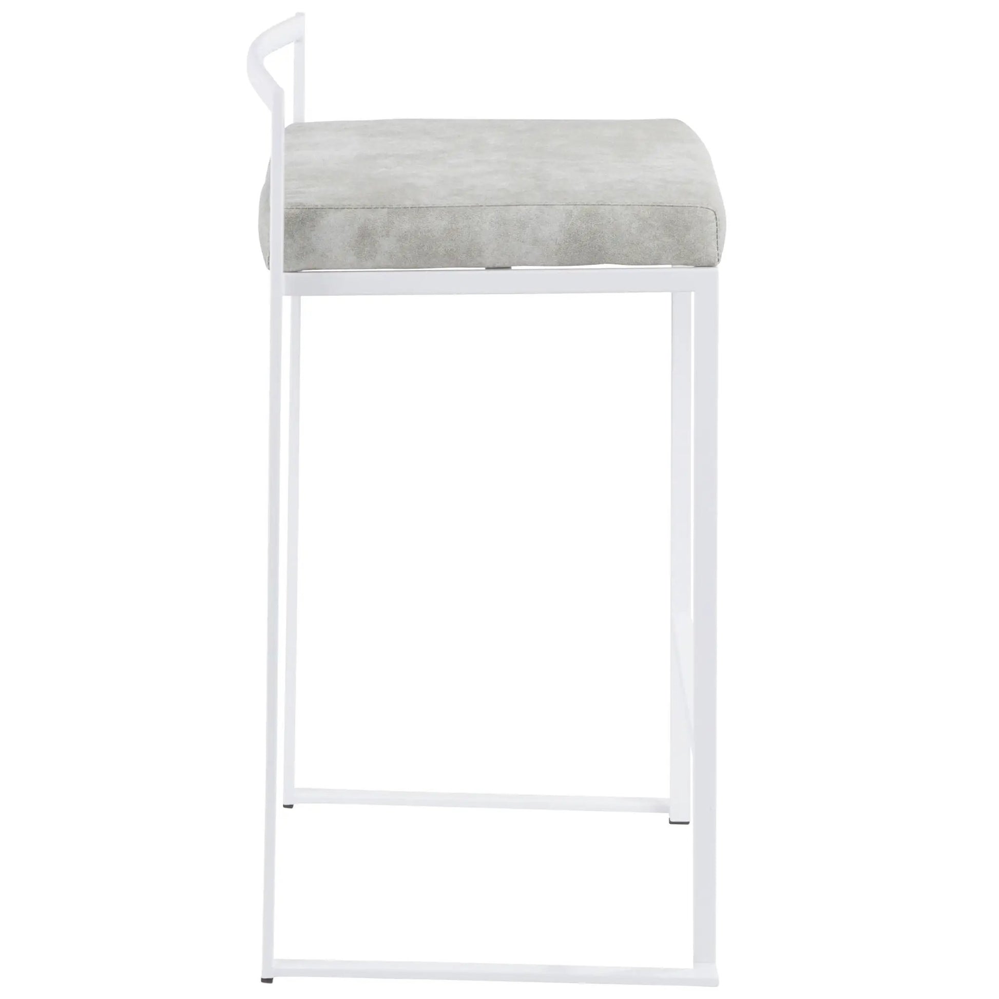 Fuji stackable counter stool, white frame with gray cushion by Unique Piece Furniture on Tampa Home & Garden Store