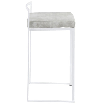 Fuji stackable counter stool, white frame with gray cushion by Unique Piece Furniture on Tampa Home & Garden Store
