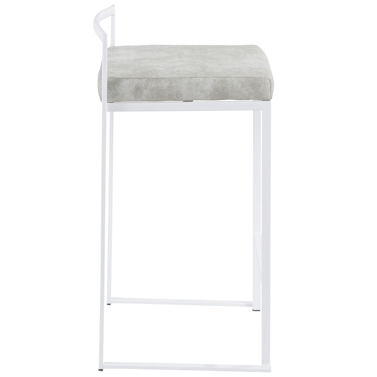 Stackable counter stool with padded gray seat and white metal frame by HouseOfZazla on Tampa Home & Garden Store
