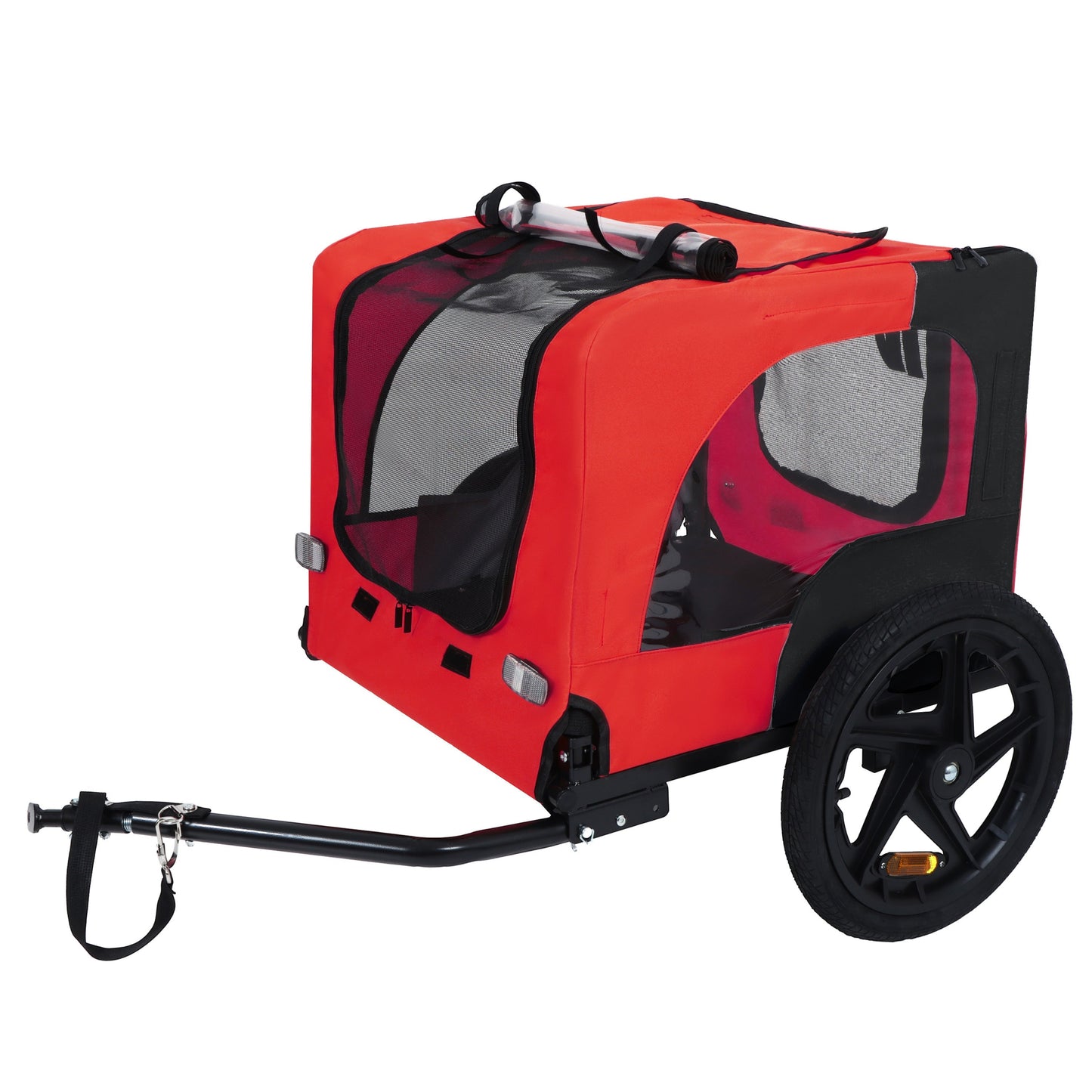 Pet Bike Trailer Dog Cart red with mesh panels and sturdy wheels for bicycles on Tampa Home & Garden Store