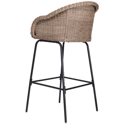 Ladd Outdoor Metal Wicker Barstools 2 pack tan woven wicker with black metal legs HouseOfZazla on Tampa Home & Garden Store