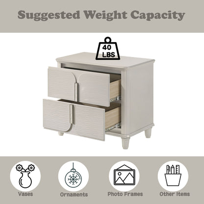 Laveda Nightstand White by HouseOfZazla; ribbed drawer fronts, wood interior, metal pulls on Tampa Home & Garden Store