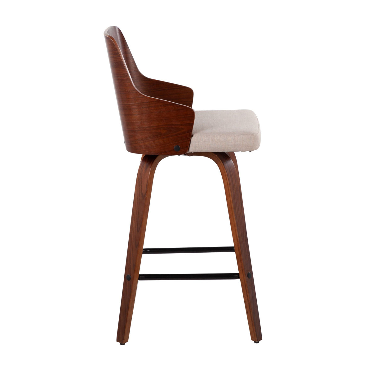 Ariana mid-century counter stool set of 2 with dark wood frame and beige upholstered seat on Tampa Home & Garden Store