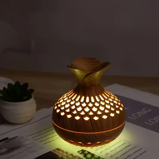 Wood Grain USB Humidifier – Essential Oil Diffuser & Lamp for Desk or Bedroom - Tampa Home & Garden Store