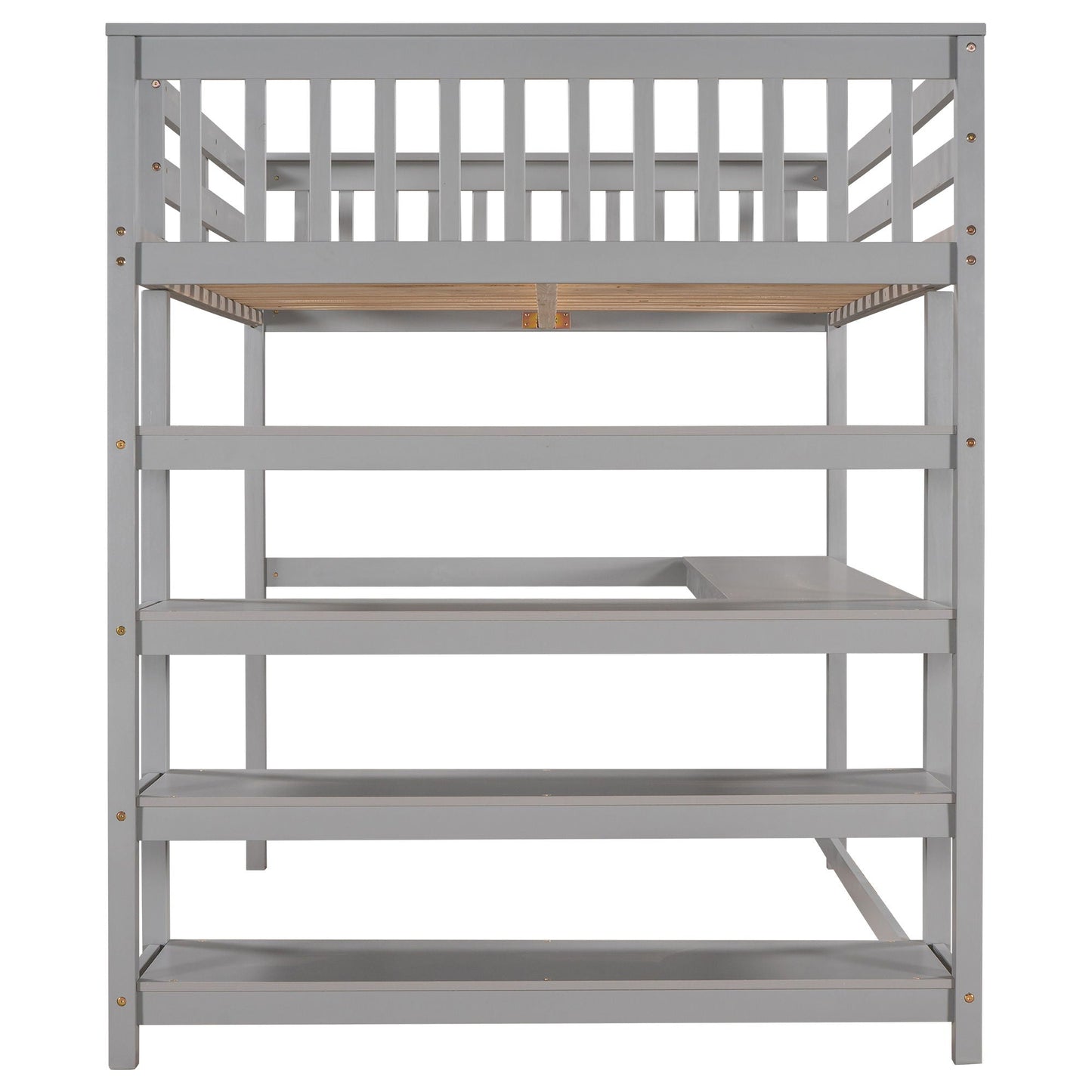 Loft bed with storage shelves and under-bed desk, gray finish by HouseOfZazla on Tampa Home & Garden Store