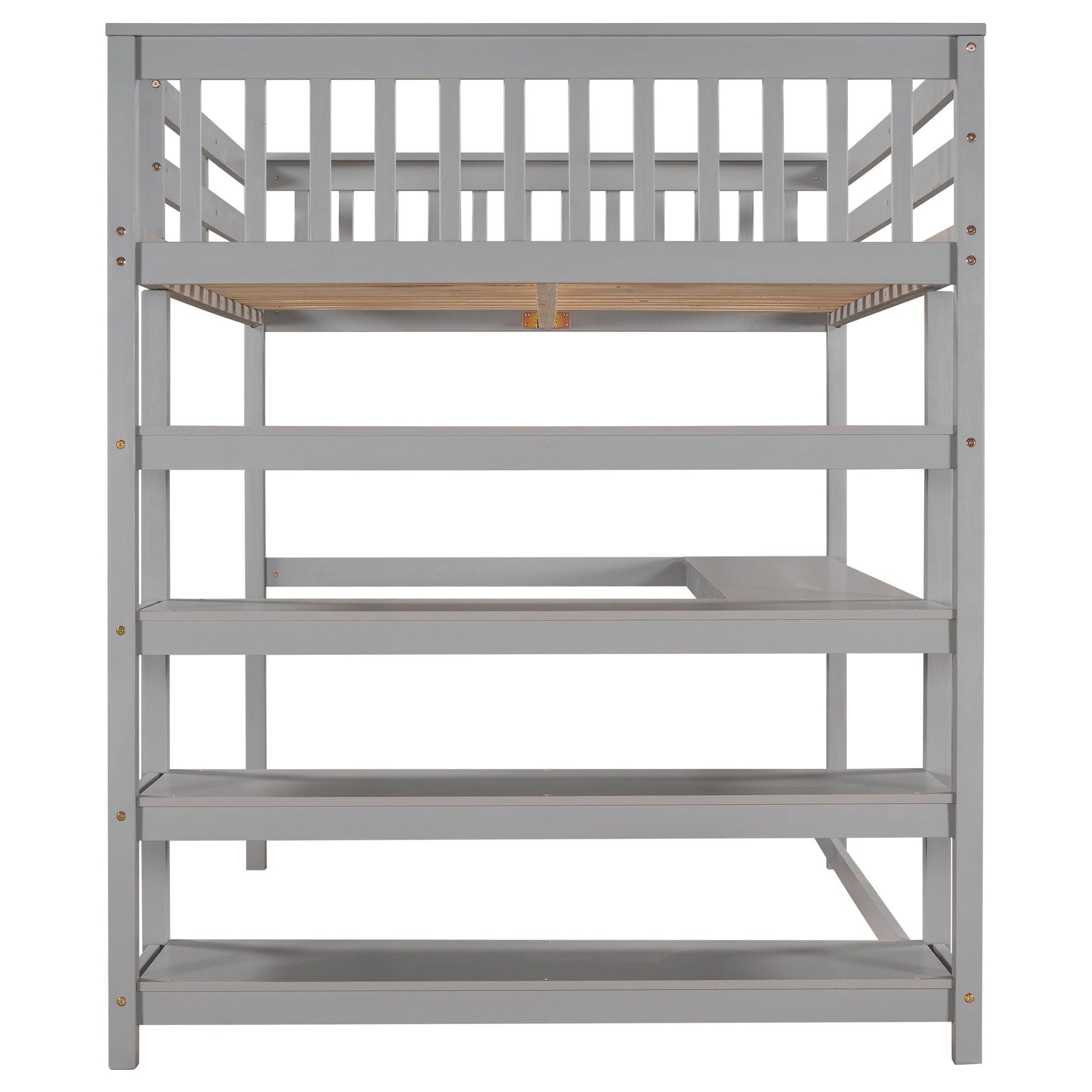 Loft bed with storage shelves and under-bed desk, gray finish by HouseOfZazla on Tampa Home & Garden Store