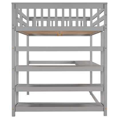 Loft bed with storage shelves and under-bed desk, gray finish by HouseOfZazla on Tampa Home & Garden Store