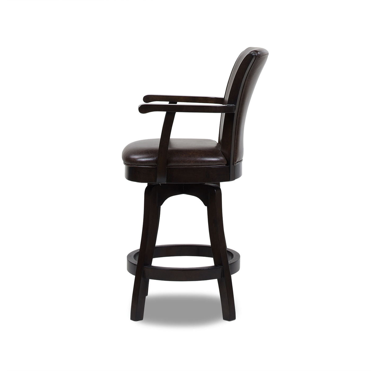 Swivel counter height bar stool with back in dark brown leather, solid hardwood HouseOfZazla on Tampa Home & Garden Store