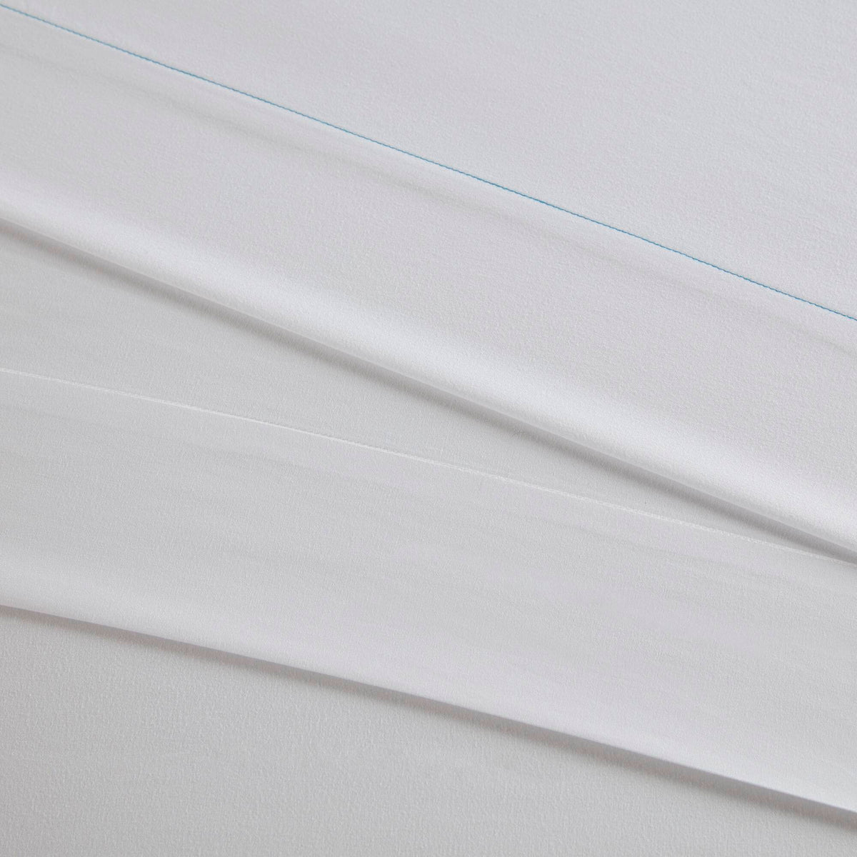 King Cotton Sheet Set white finish, HouseOfZazla sheets & pillowcases with blue seam detail on Tampa Home & Garden Store