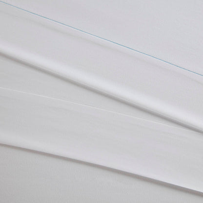 King Cotton Sheet Set white finish, HouseOfZazla sheets & pillowcases with blue seam detail on Tampa Home & Garden Store