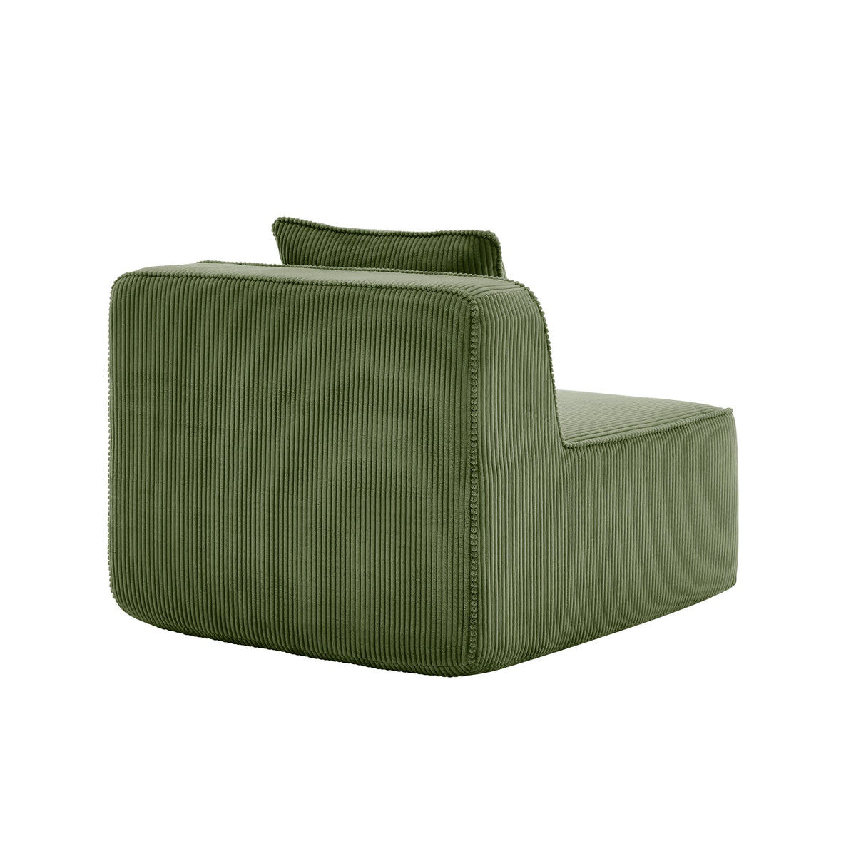 Modular Green Corduroy Armless Sofa and Pillow