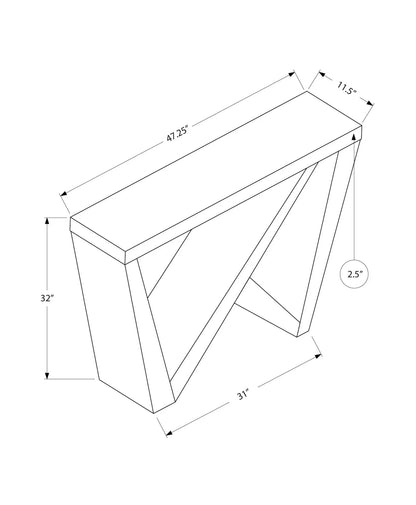 Accent console table line drawing with geometric base; 47.25 L x 11.5 D; Unique Piece Furniture on Tampa Home & Garden Store